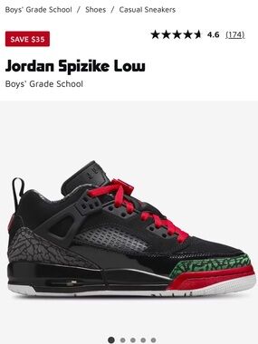 Jordan Spizike Low Kids' Sneakers - Black/Red/Green